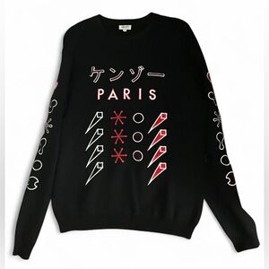 Kenzo Black and Red Embroidered Crew Neck Graphic SweatShirt Men’s Size Medium